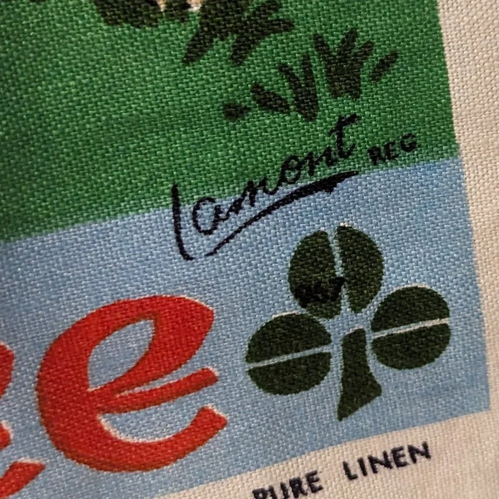 Vintage Linen Irish Coffee Tea Towel Wall Hanging Woven‎ Recipe Caldron